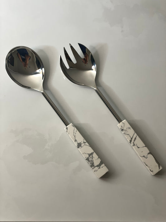 White/Gray Stone Handle Servers