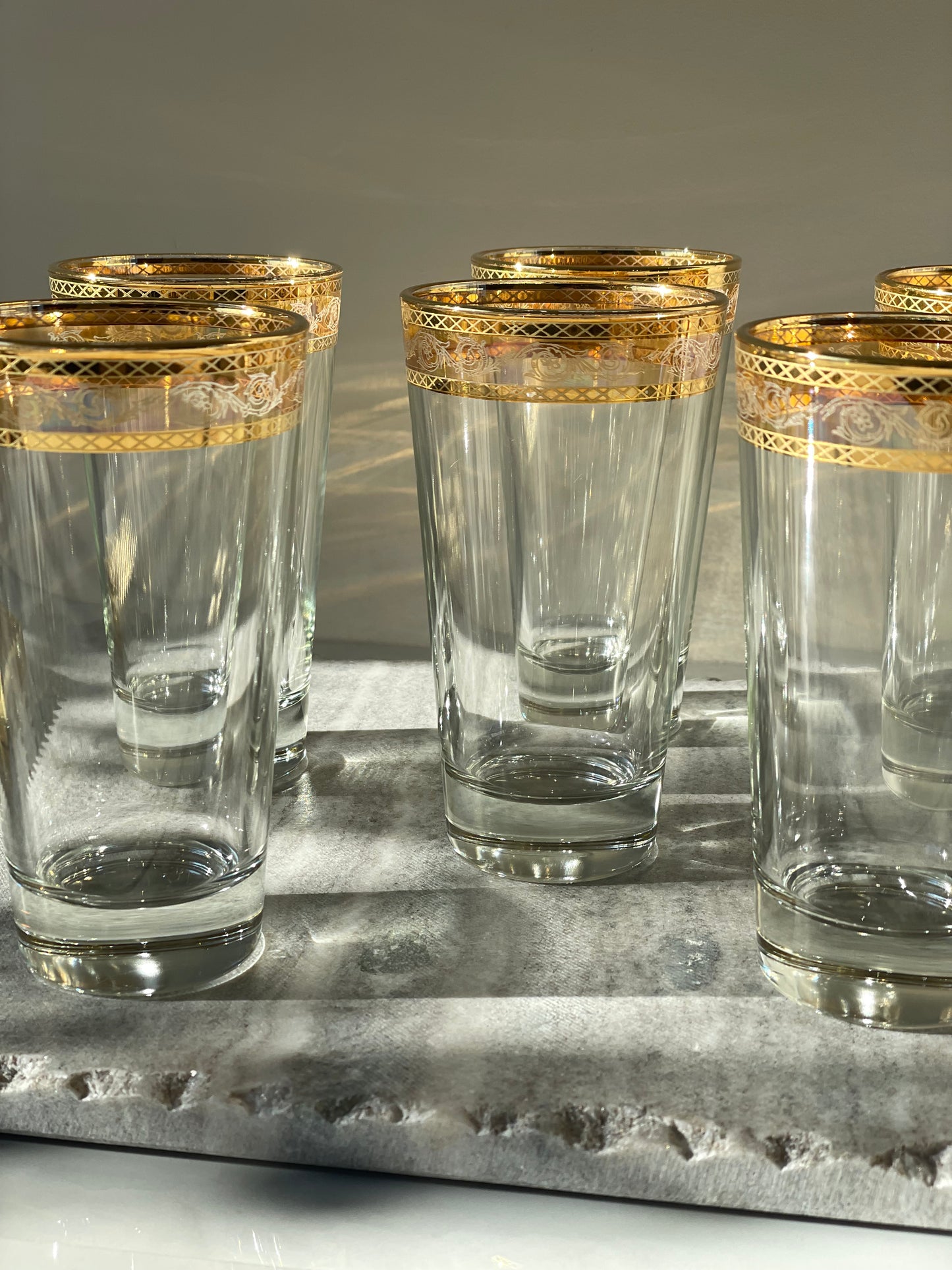 14K GOLD BAND GLASS TUMBLERS