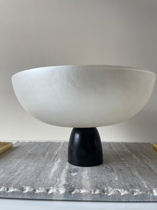 Modern White Glass Bowl w/ Black Base