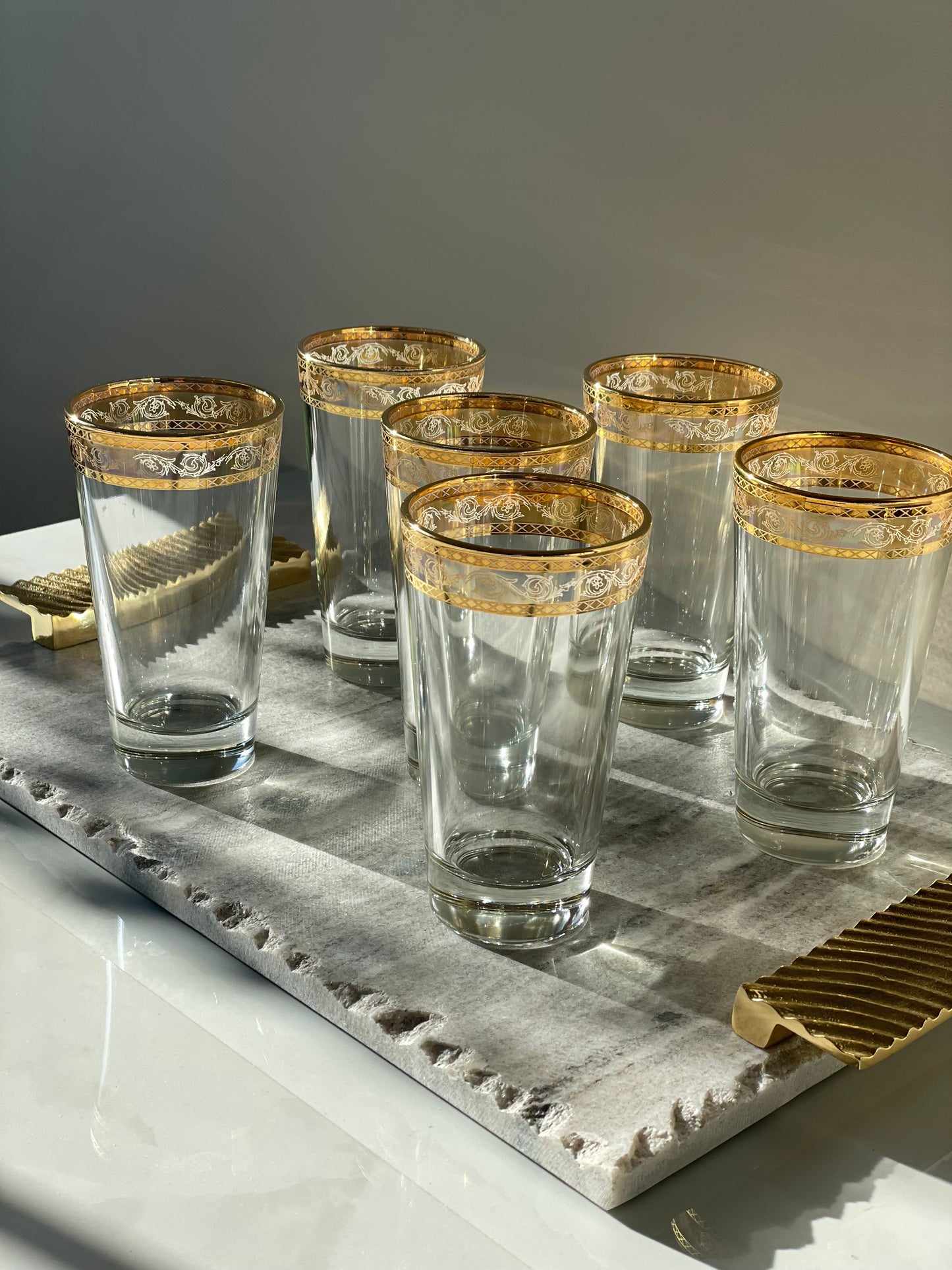 14K GOLD BAND GLASS TUMBLERS