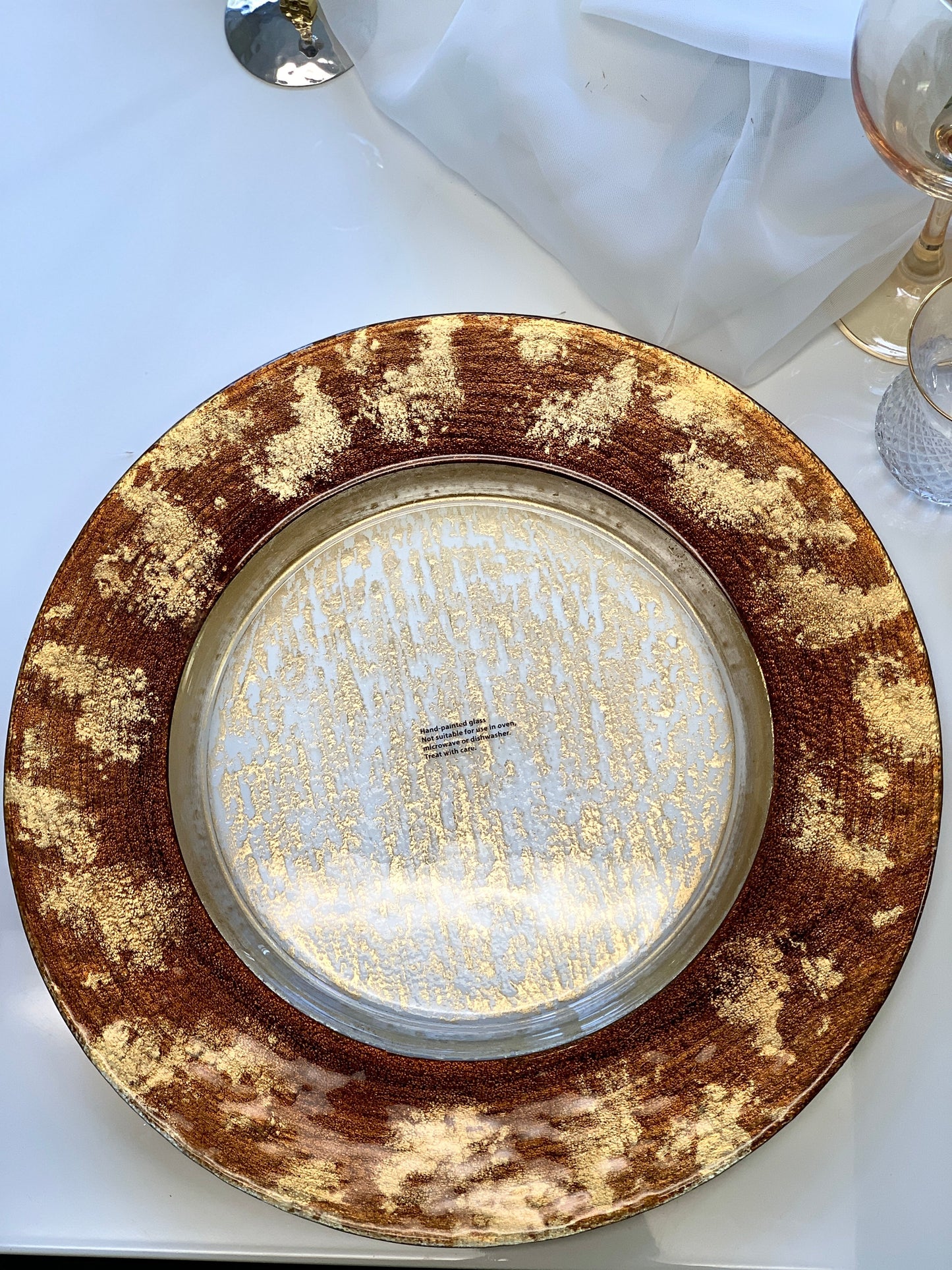 Leopard Design Glass Charger Plate