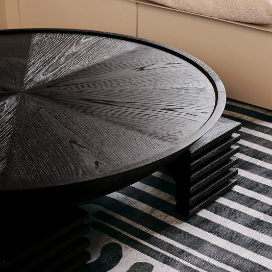 DOME ROUND EBONIZED OAK WOOD COFFEE TABLE