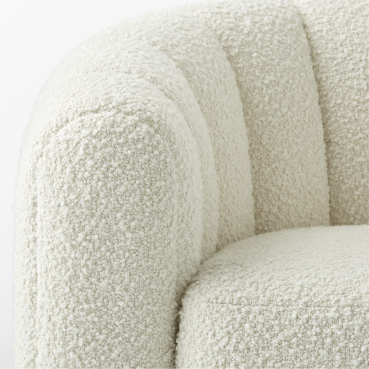 FITZ CHANNELED WHITE BOUCLE SWIVEL CHAIR