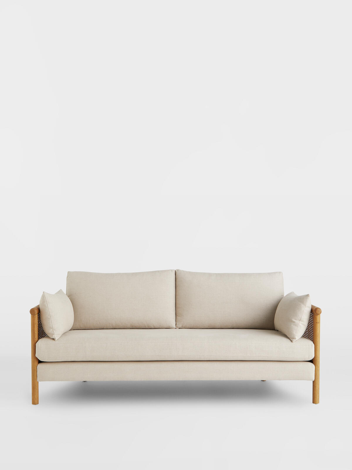 Sydney Cane Sofa, Washed Linen Flax