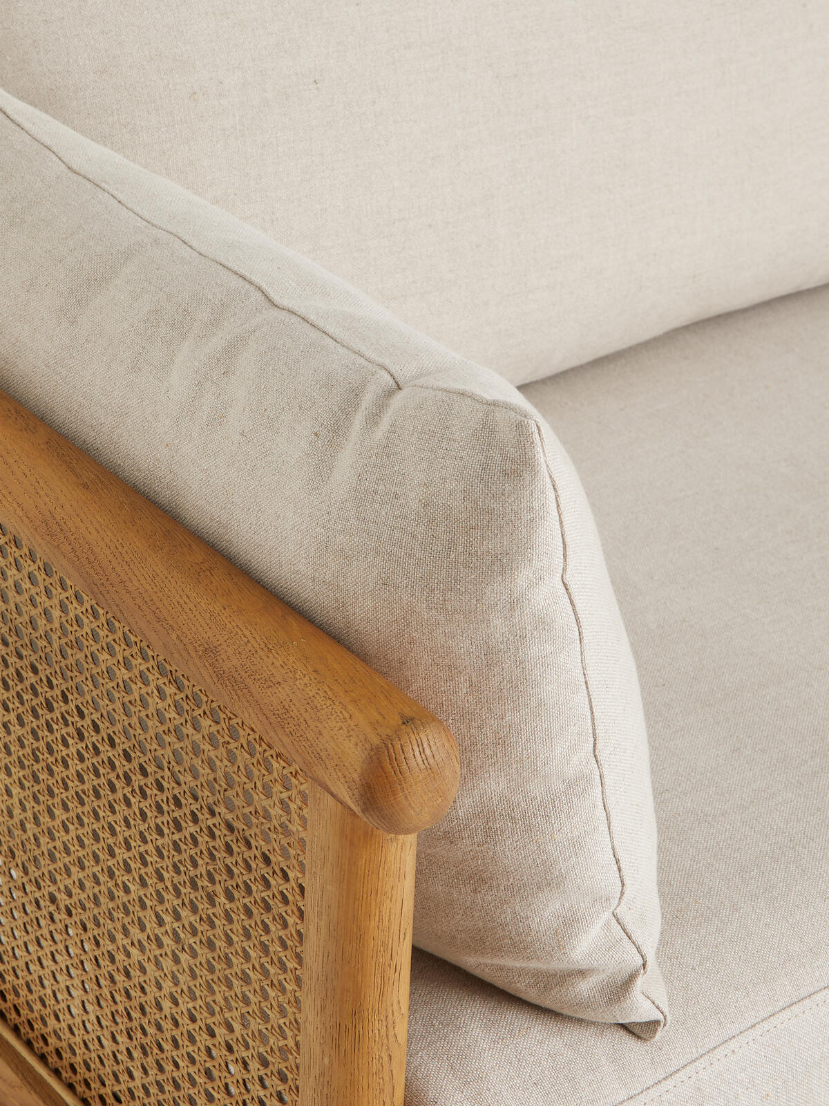 Sydney Cane Sofa, Washed Linen Flax