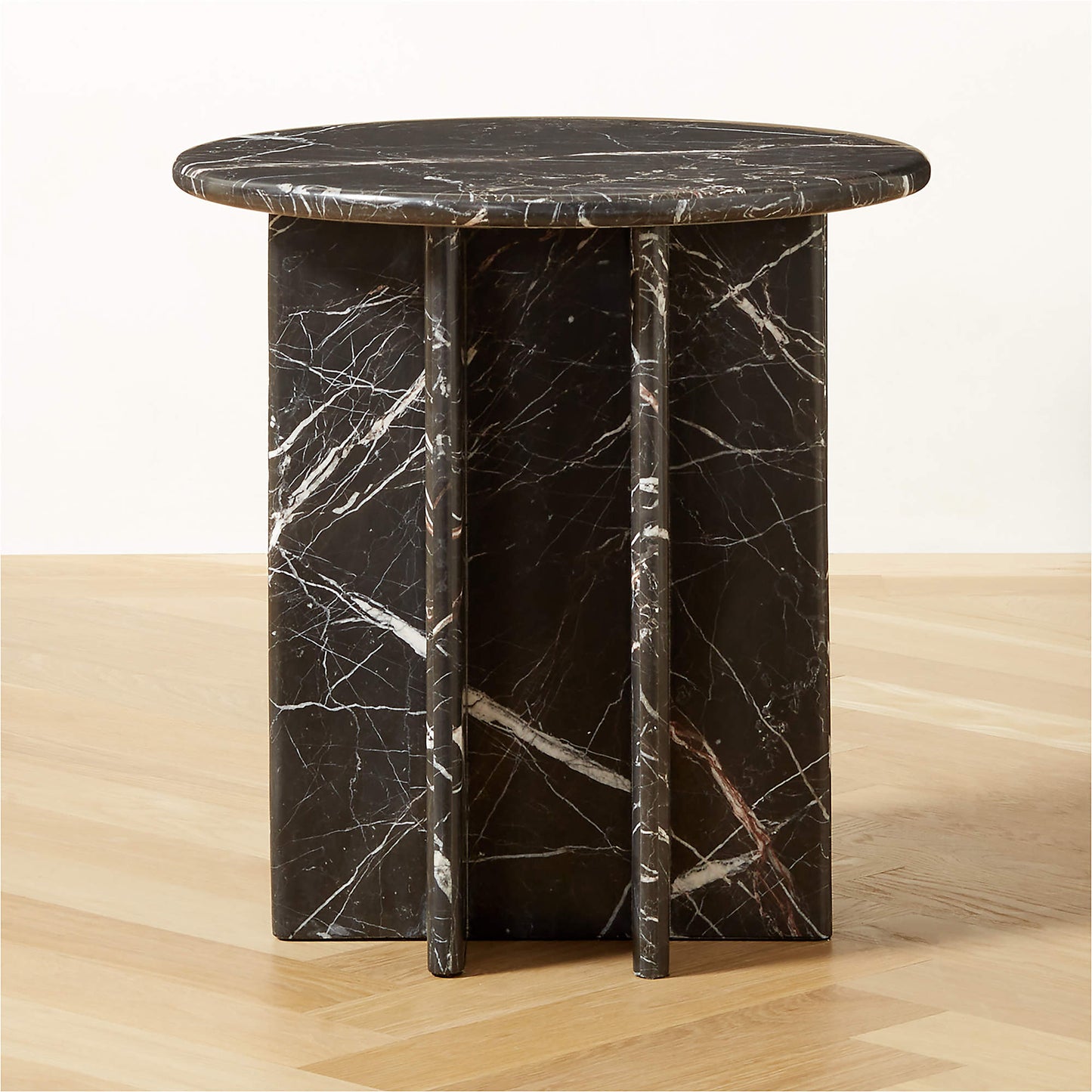 PASAR ROUND BLACK MARBLE SIDE TABLE