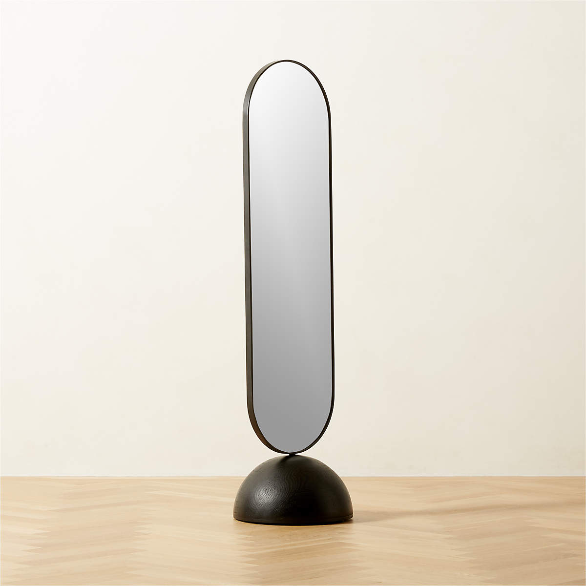 KA SWIVEL BLACK WOOD FLOOR LENGTH MIRROR